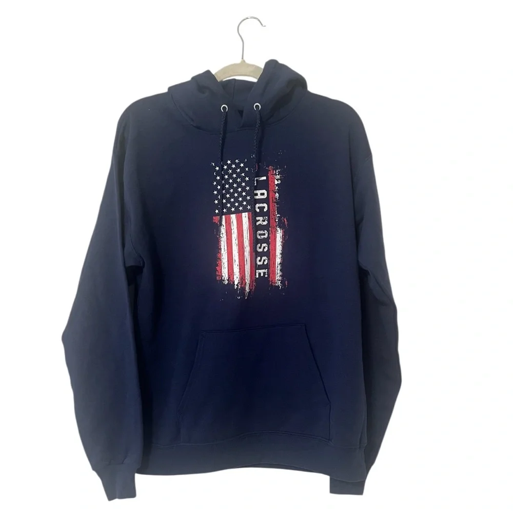 Hanes Blue Lacrosse Hoodie - Picture 1 of 8